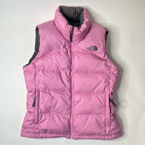 The North Face Jackets & Blazers - THE NORTH FACE 700 Nuptse Goose Down Bubblegum Pink Grey Microfleece Puffer Vest